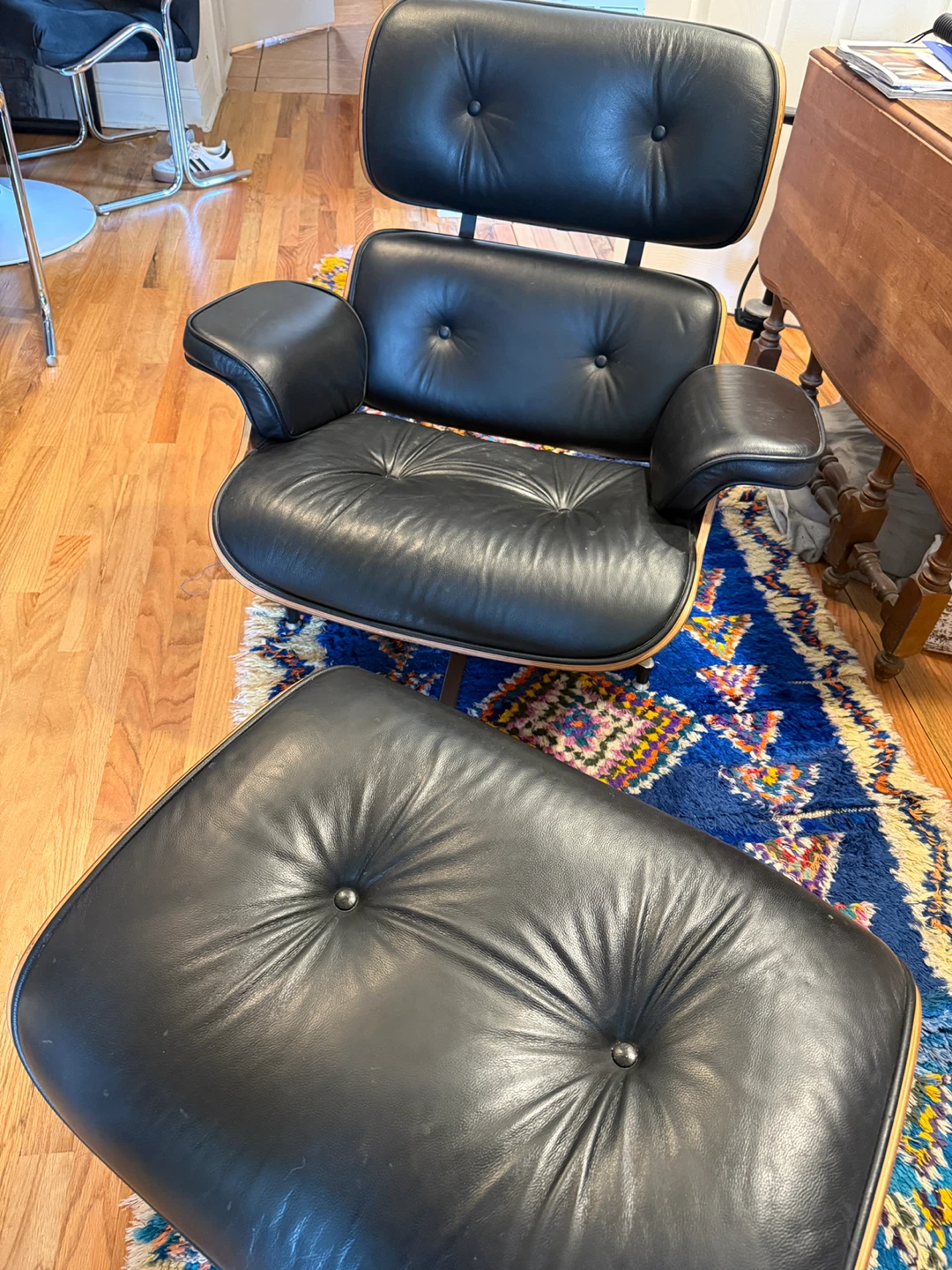 Eames Reproduction Lounge Chair and Ottoman - Black Leather