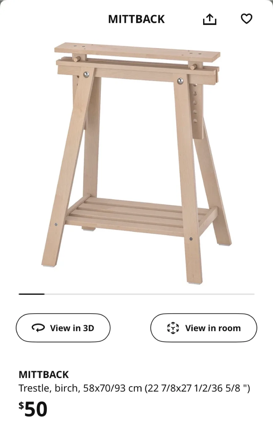 IKEA MITTBACK Wooden table legs - Adjustable Height image indicator(4)