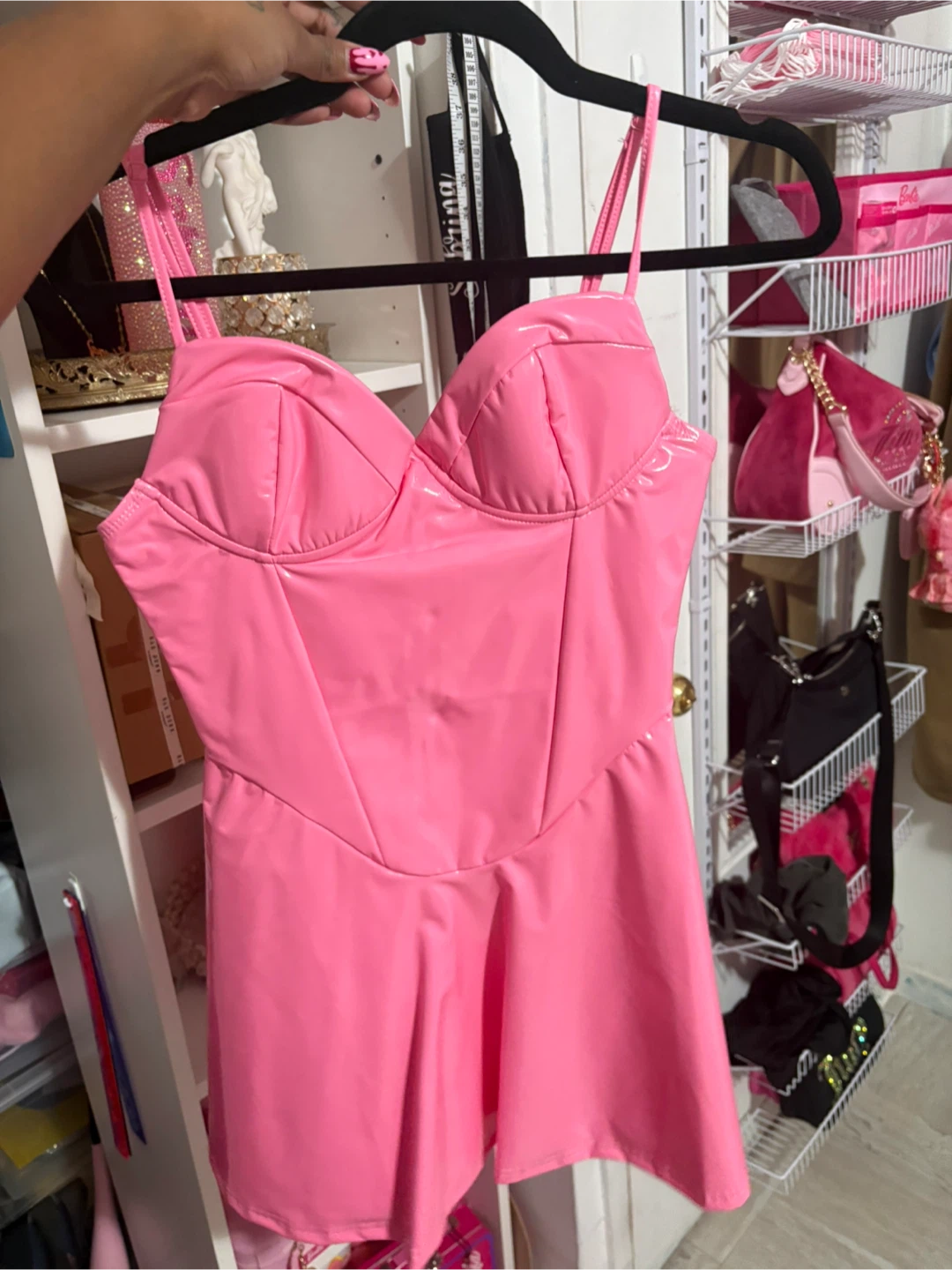 Pink Mini Latex Dress - SZ M