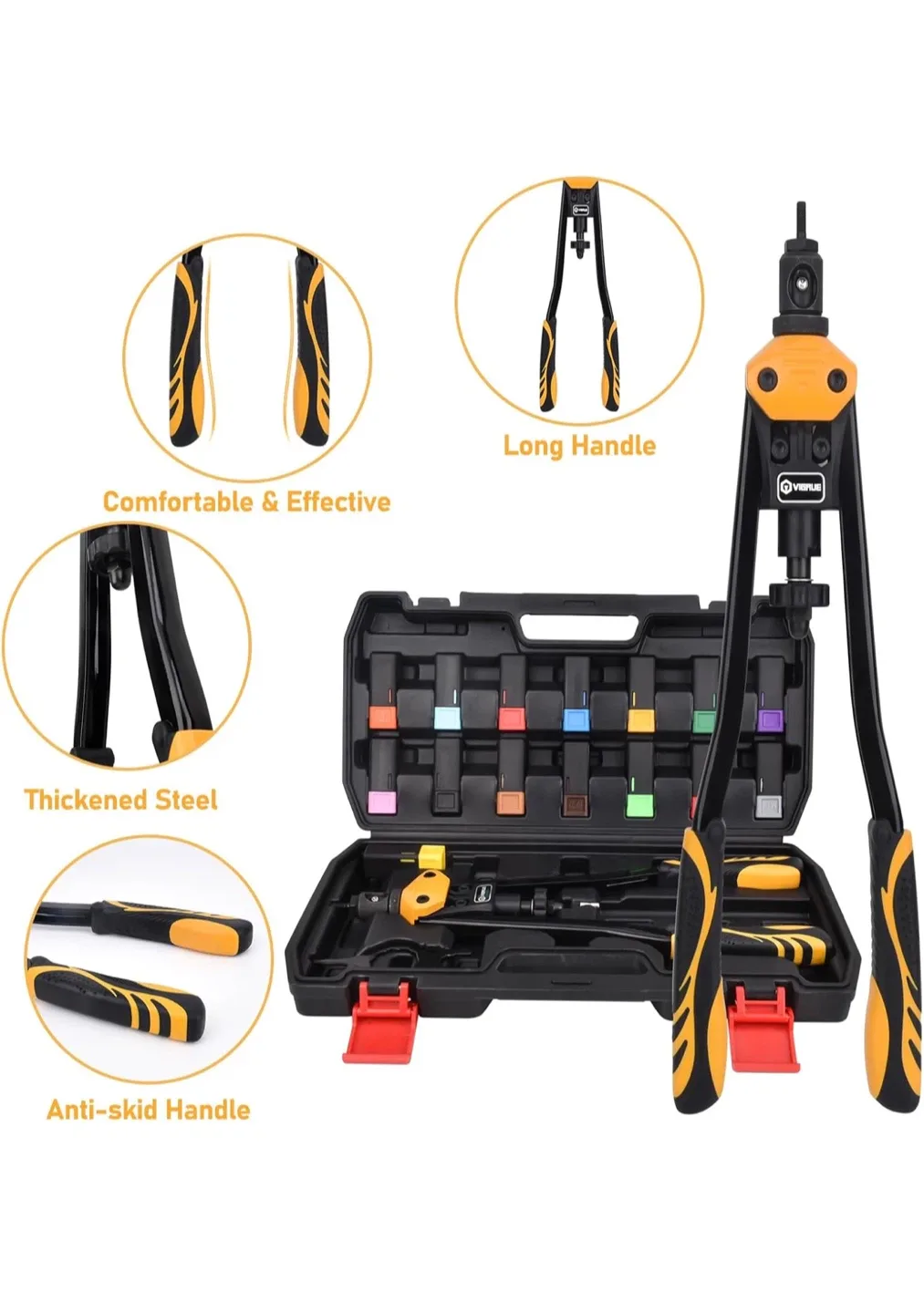 VIGRUE 16" Rivet Nut Tool Kit w/ 300 Rivet Nuts image indicator(4)
