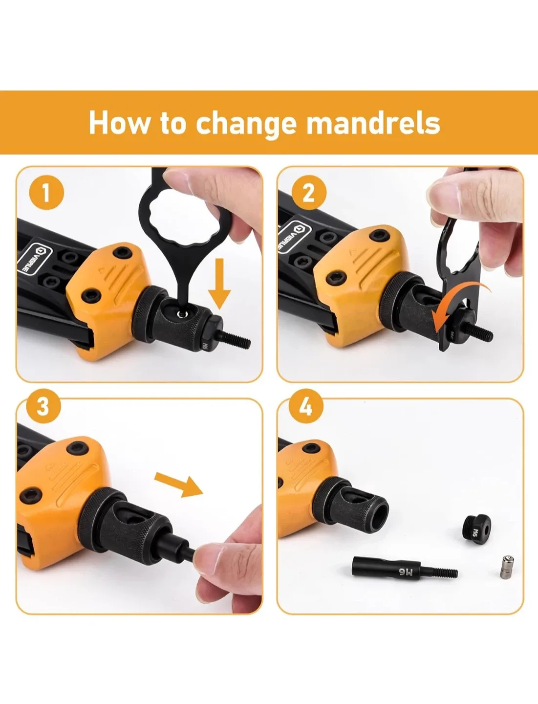 VIGRUE 16" Rivet Nut Tool Kit w/ 300 Rivet Nuts image indicator(3)