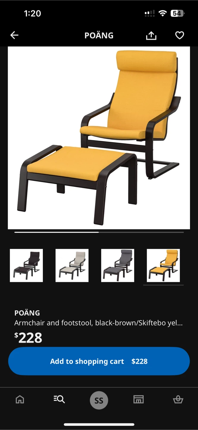 IKEA POÄNG Armchair and Footstool - Brown/Skiftebo Yellow - photo 2