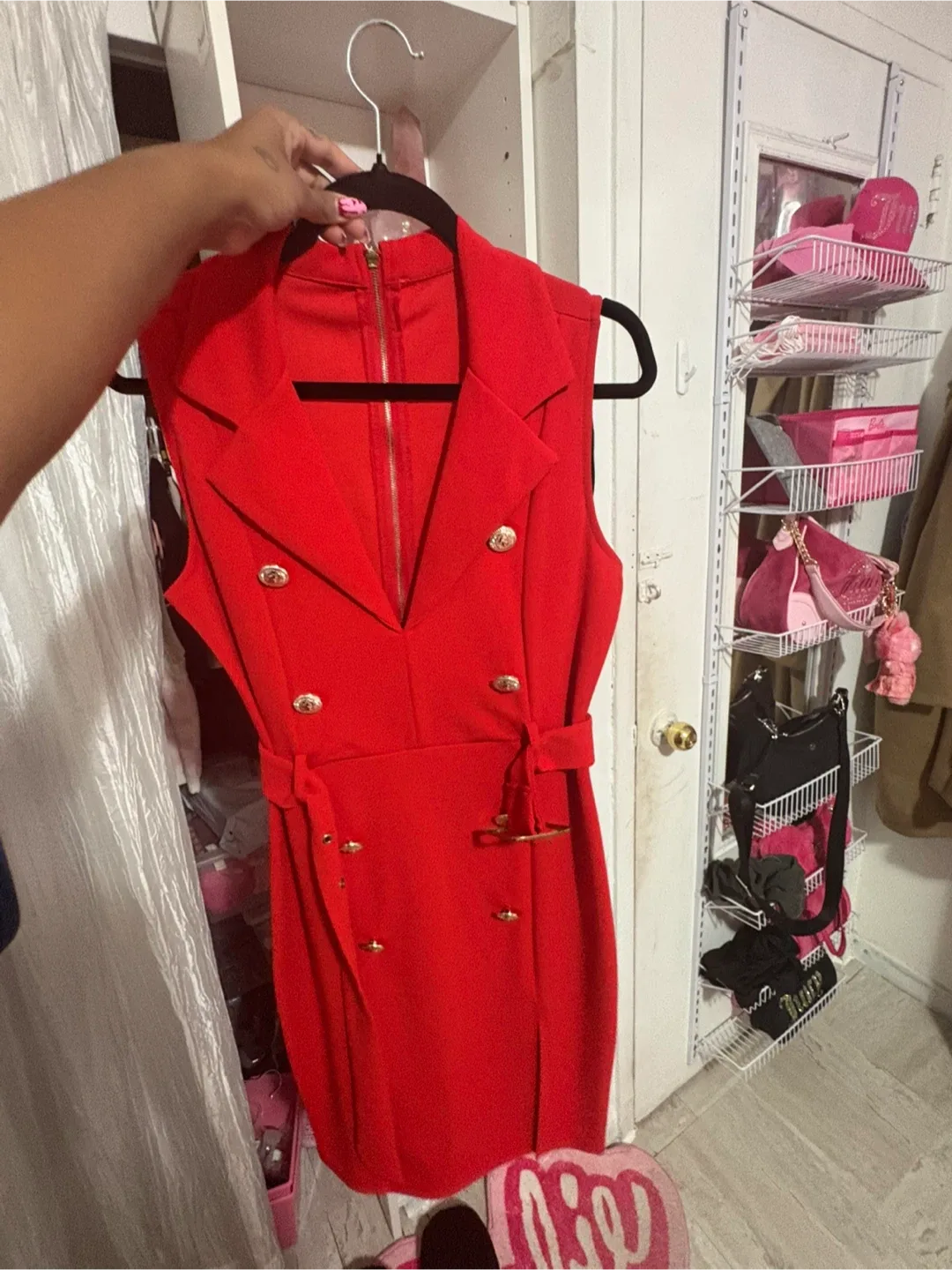 Red Sleeveless Blazer Dress - SZ M