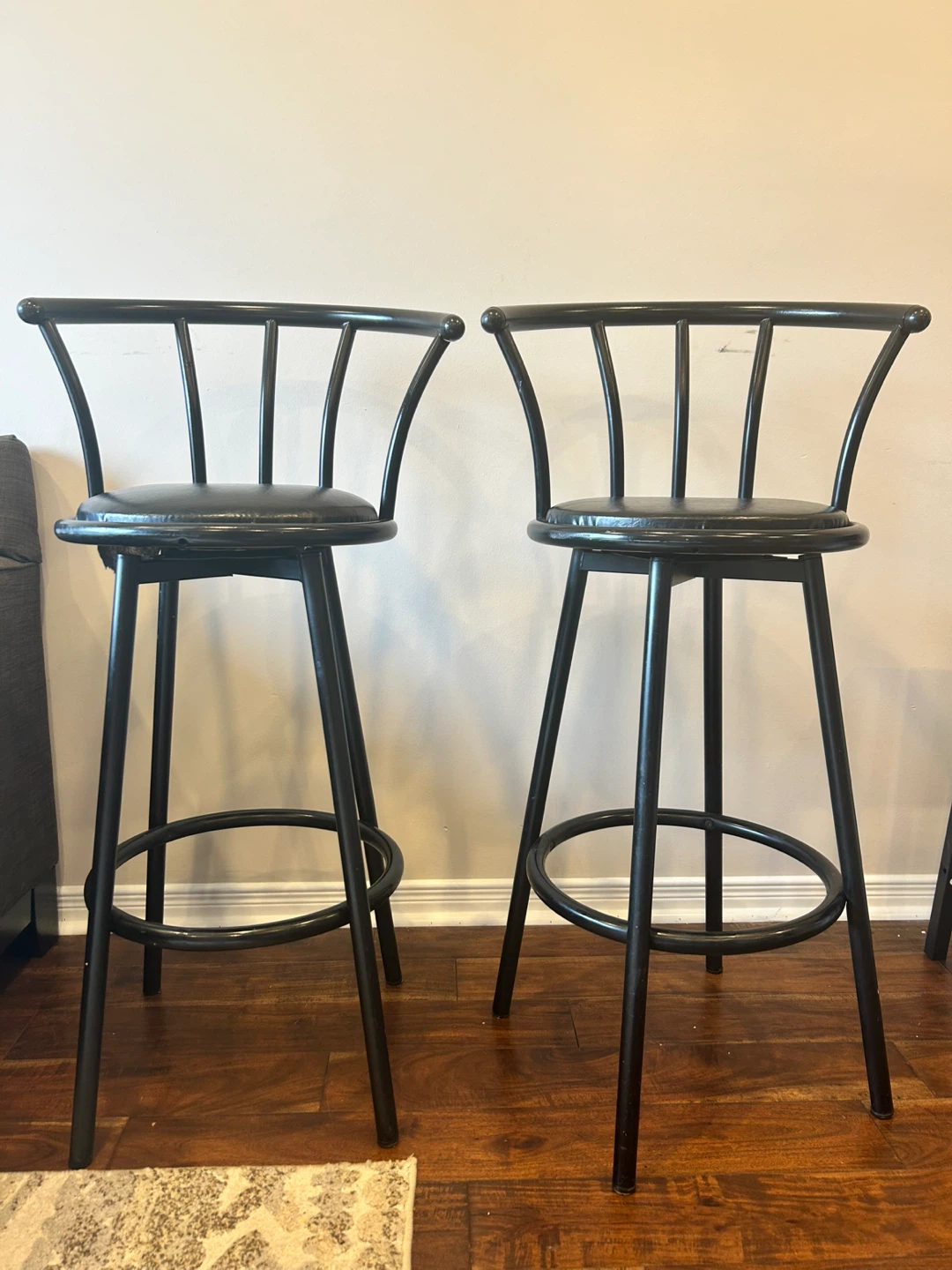 Set of 2 Black Bar Stools