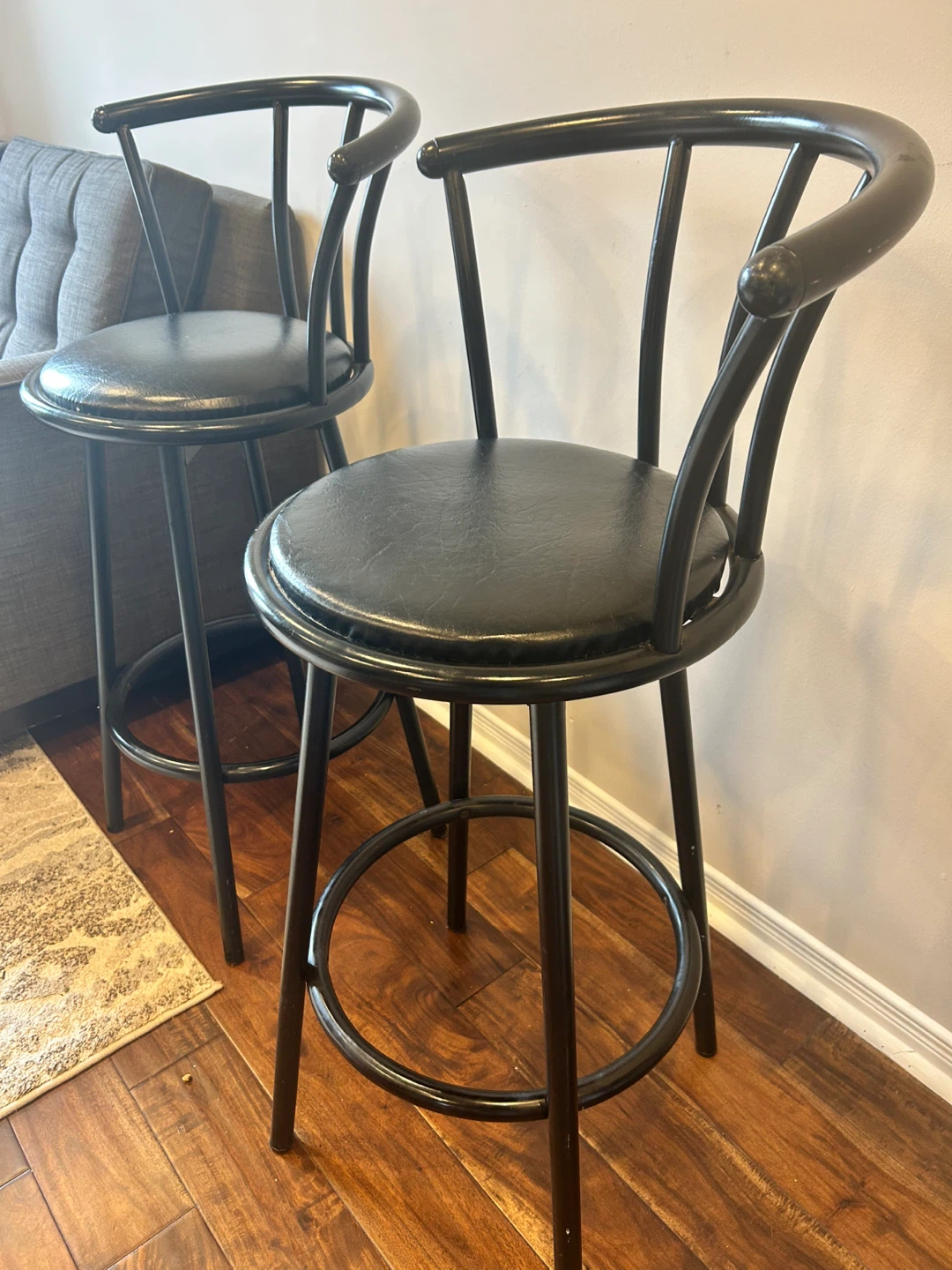 Set of 2 Black Bar Stools - photo 3