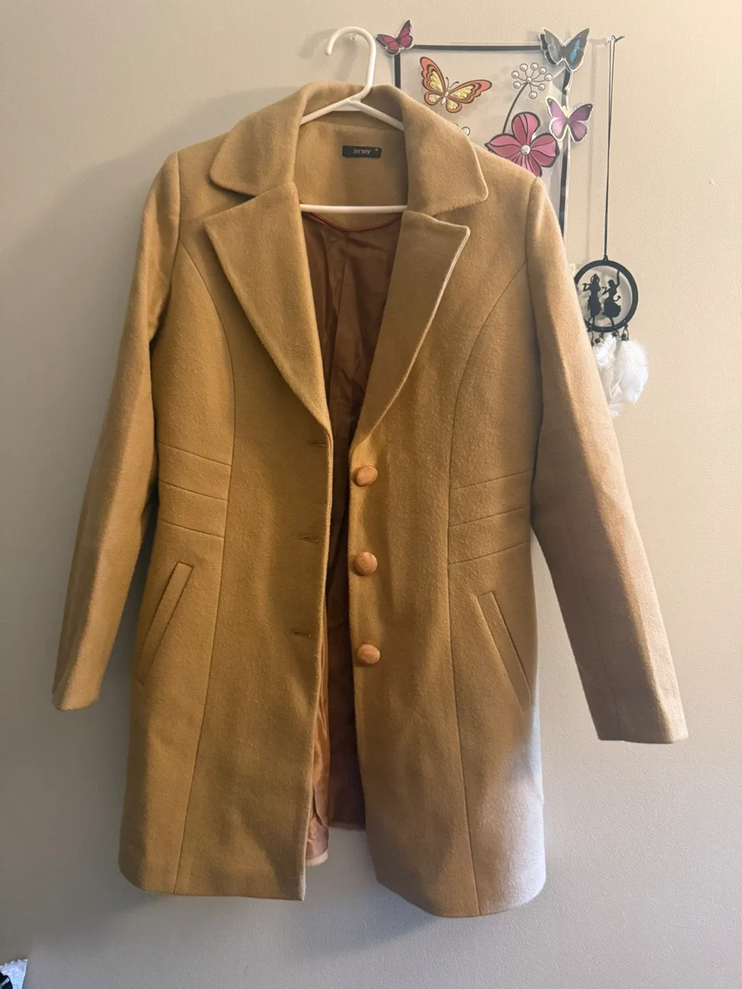 Jersey Brand Tan Wool Blend Coat image indicator(4)