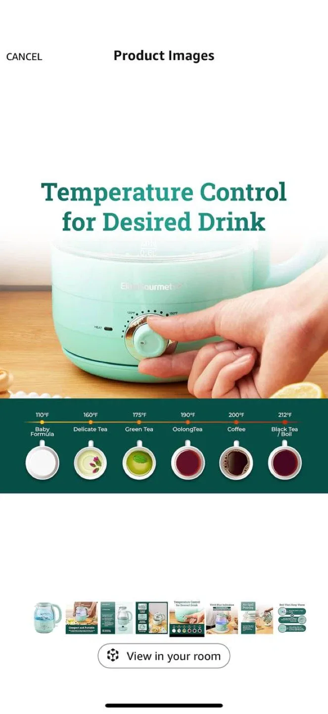 Elite Gourmet EKT1220M Electric Glass Kettle 💚 image indicator(5)