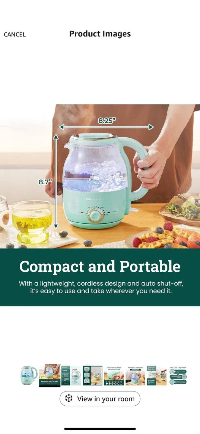 Elite Gourmet EKT1220M Electric Glass Kettle 💚 image indicator(2)