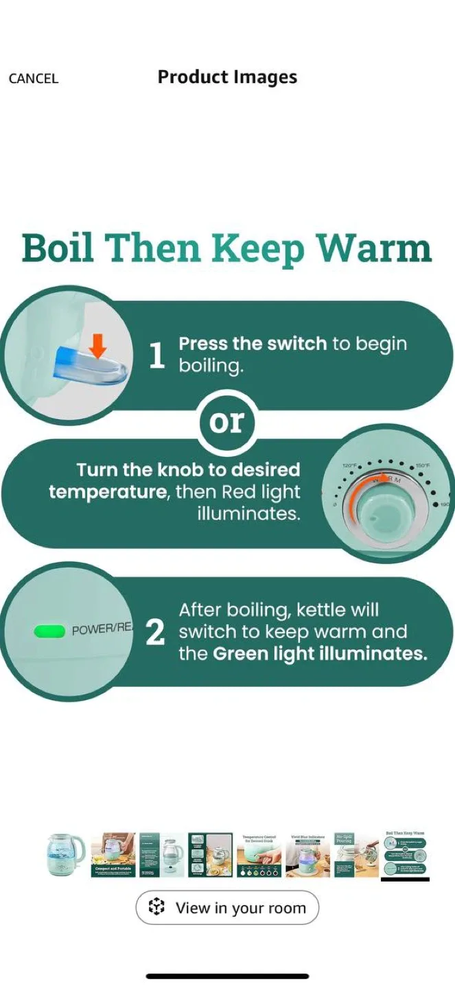 Elite Gourmet EKT1220M Electric Glass Kettle 💚 image indicator(8)