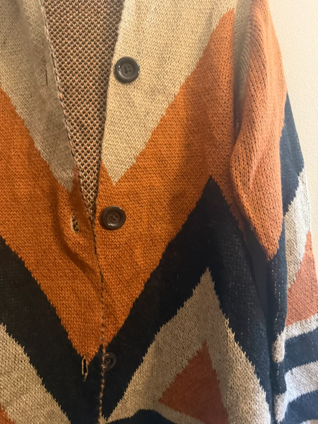 Hooded Knit Cardigan - Orange, Black, Beige image indicator(3)