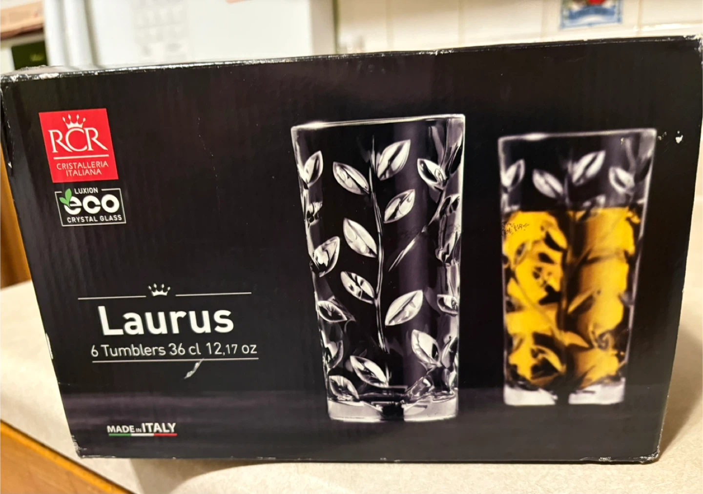 RCR Cristalleria Italiana Laurus Tumblers - New in Box
