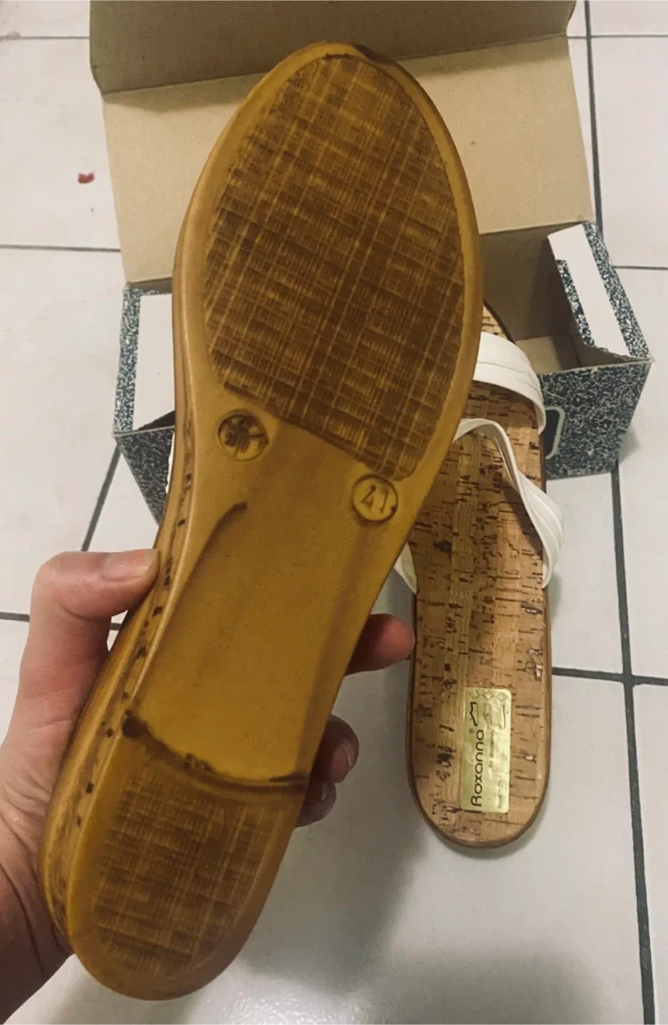 Roxanna Italy White Cork Sandals Size 10 image indicator(2)