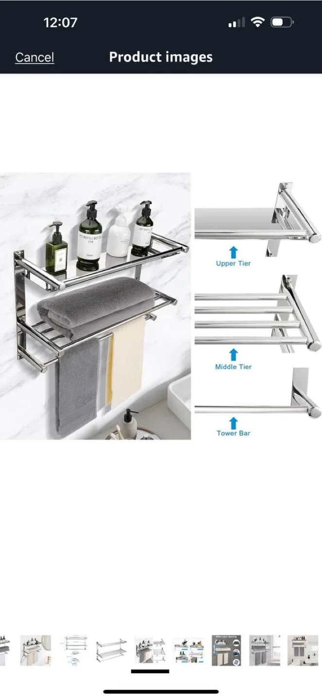 BONVIDA 3-Tier Bathroom Towel Rack – Open Box image indicator(4)