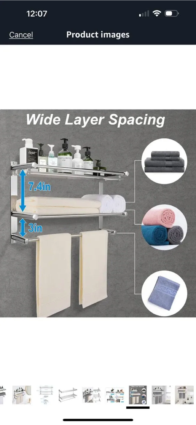 BONVIDA 3-Tier Bathroom Towel Rack – Open Box image indicator(7)