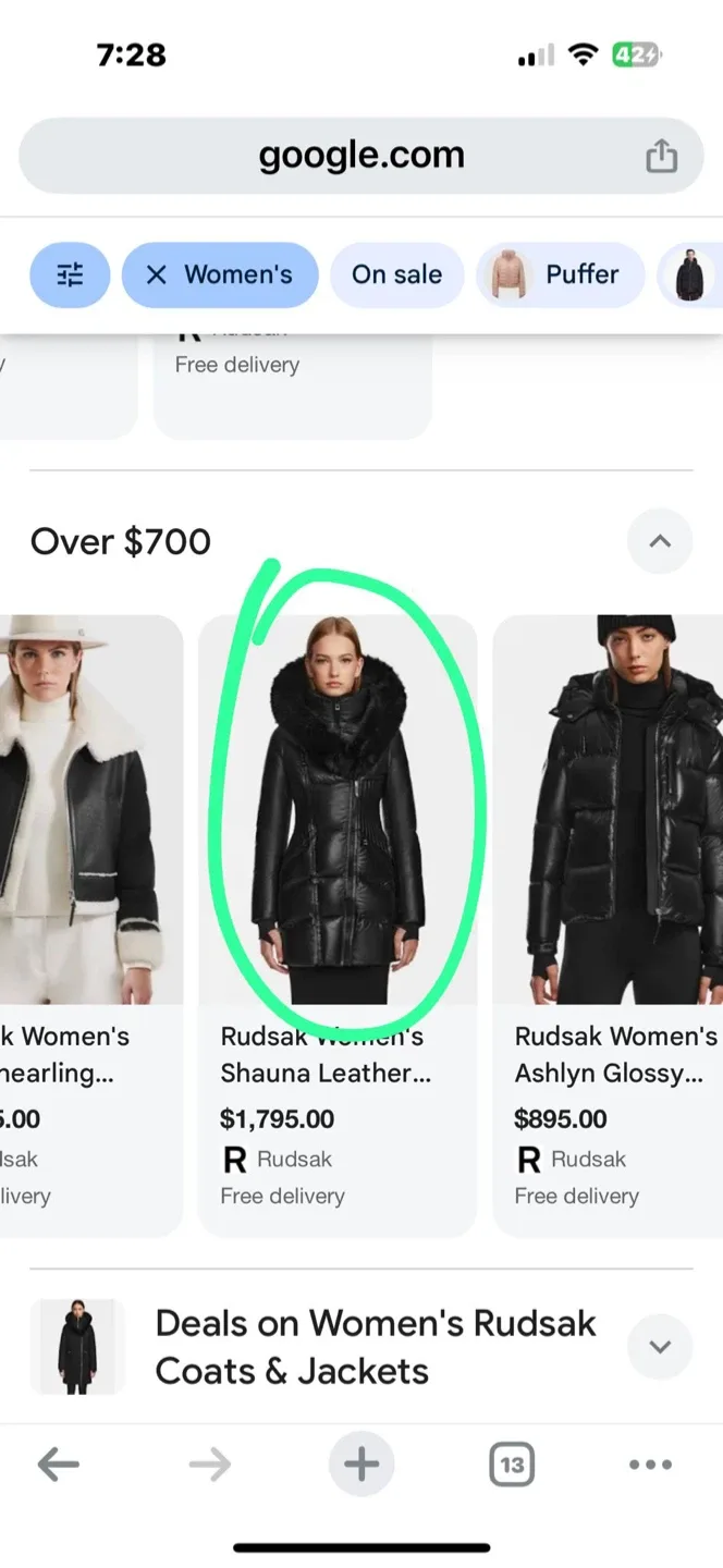 Rudsak Shauna Black Leather Down Puffer image indicator(2)