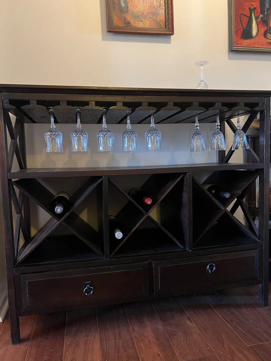 Dark Brown Wine Rack Cabinet