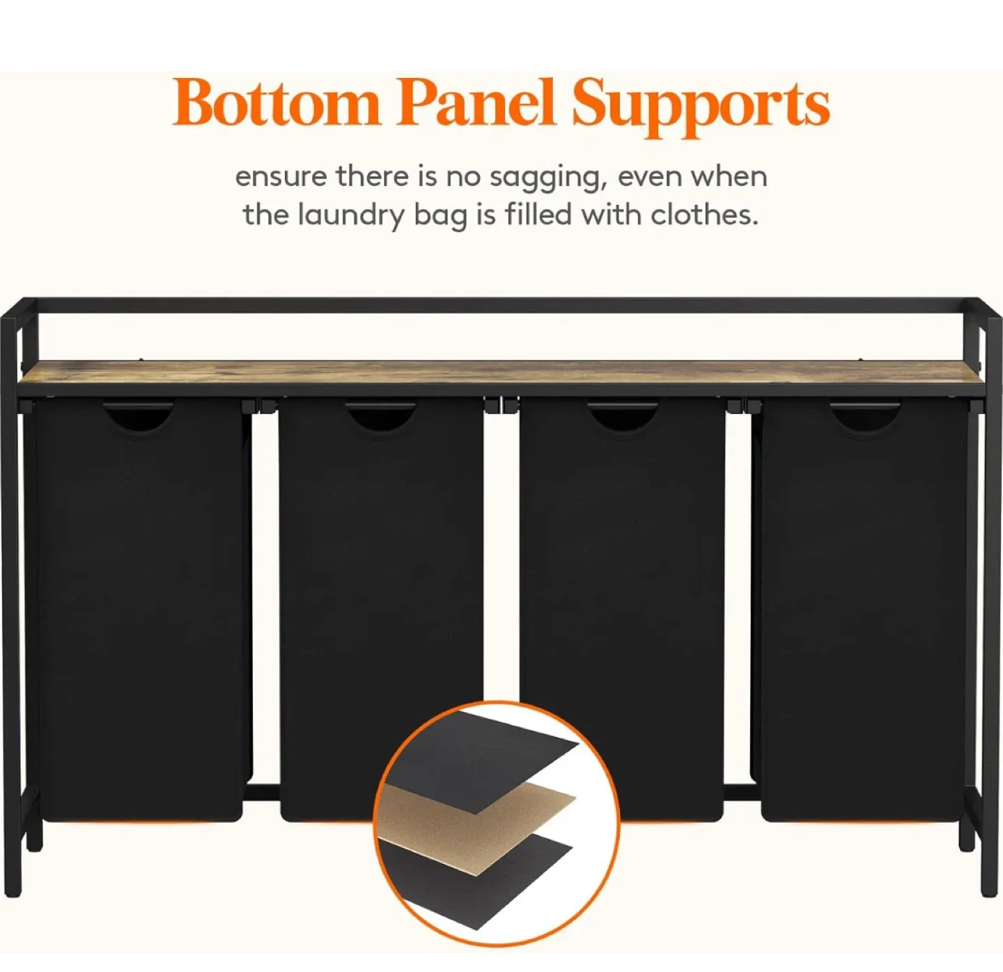 4-Section Laundry Sorter with Pull-Out Bags image indicator(5)