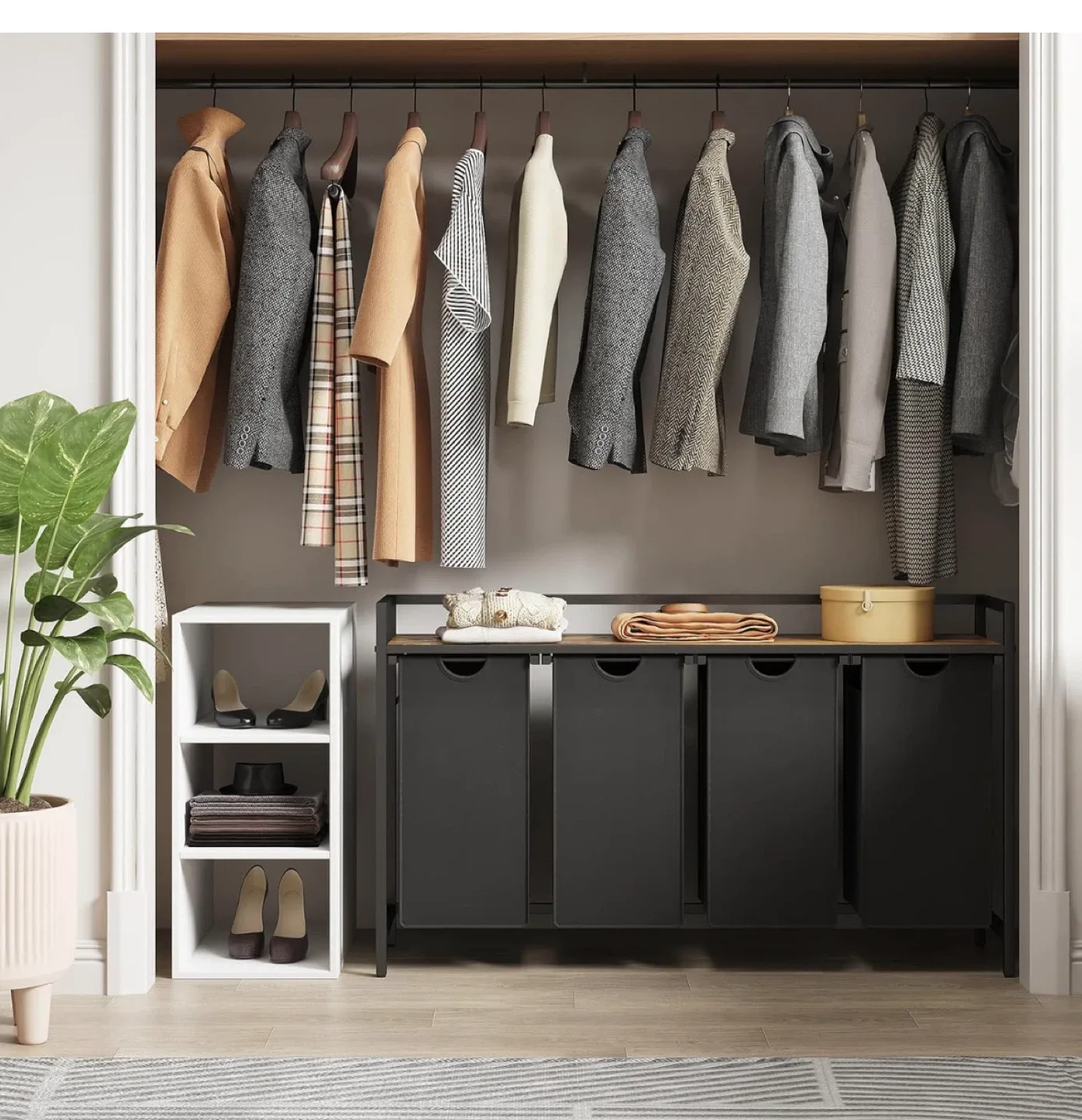 4-Section Laundry Sorter with Pull-Out Bags image indicator(6)