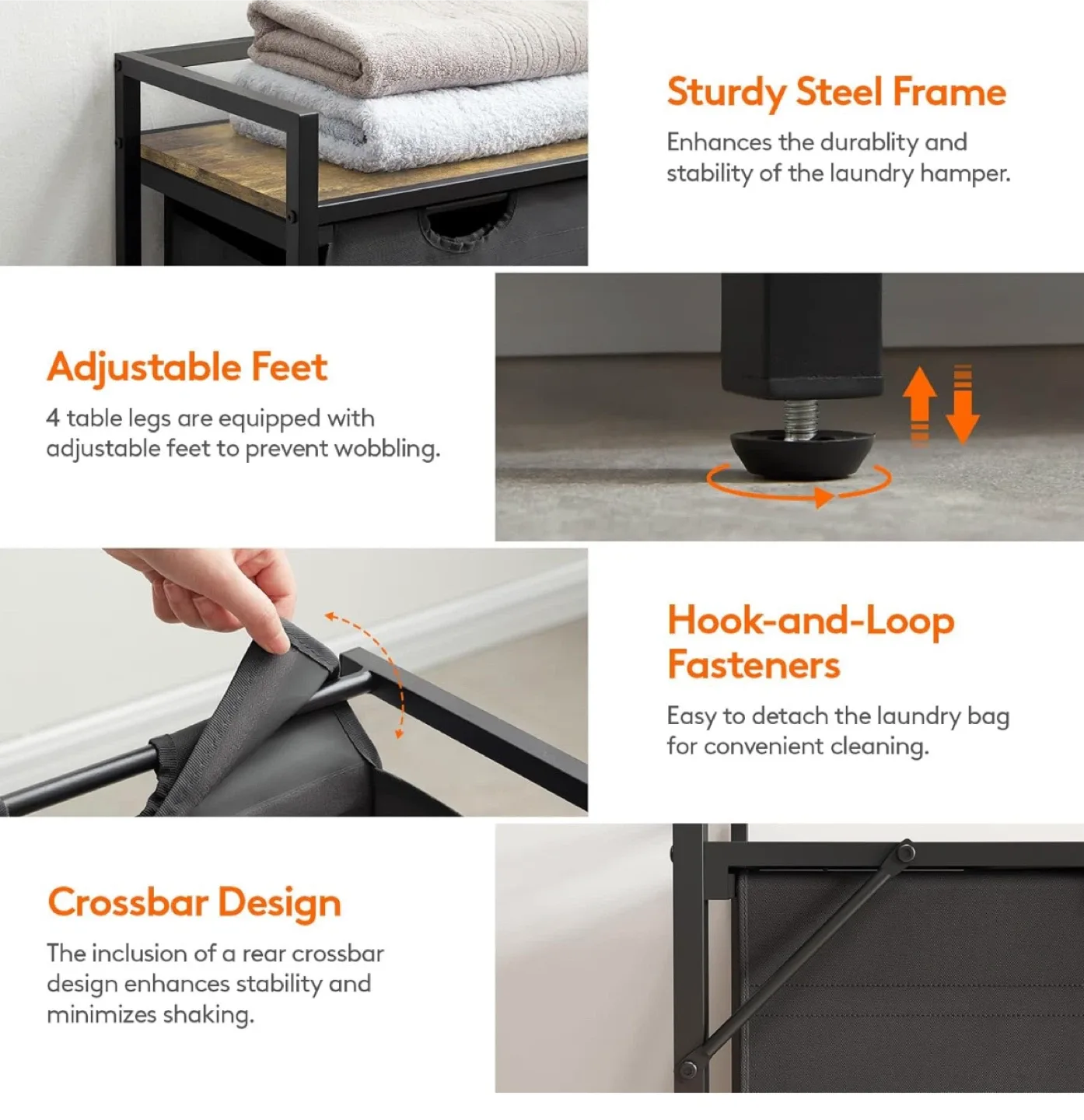 4-Section Laundry Sorter with Pull-Out Bags image indicator(7)