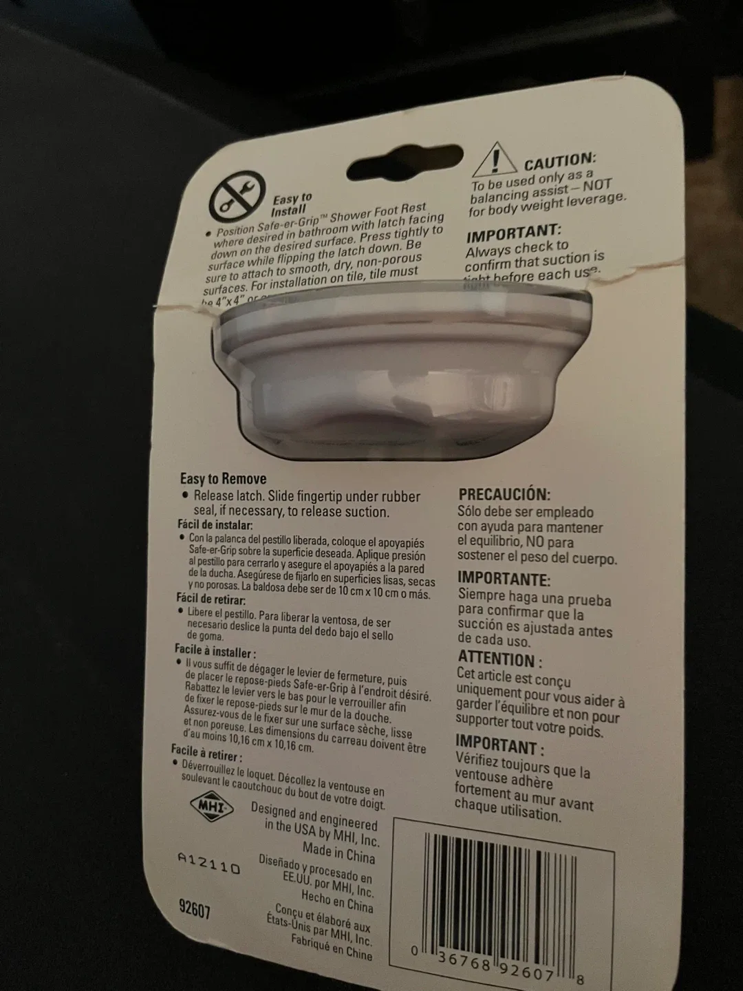 MHI Safe-er-Grip Shower Foot Rest - New image indicator(3)