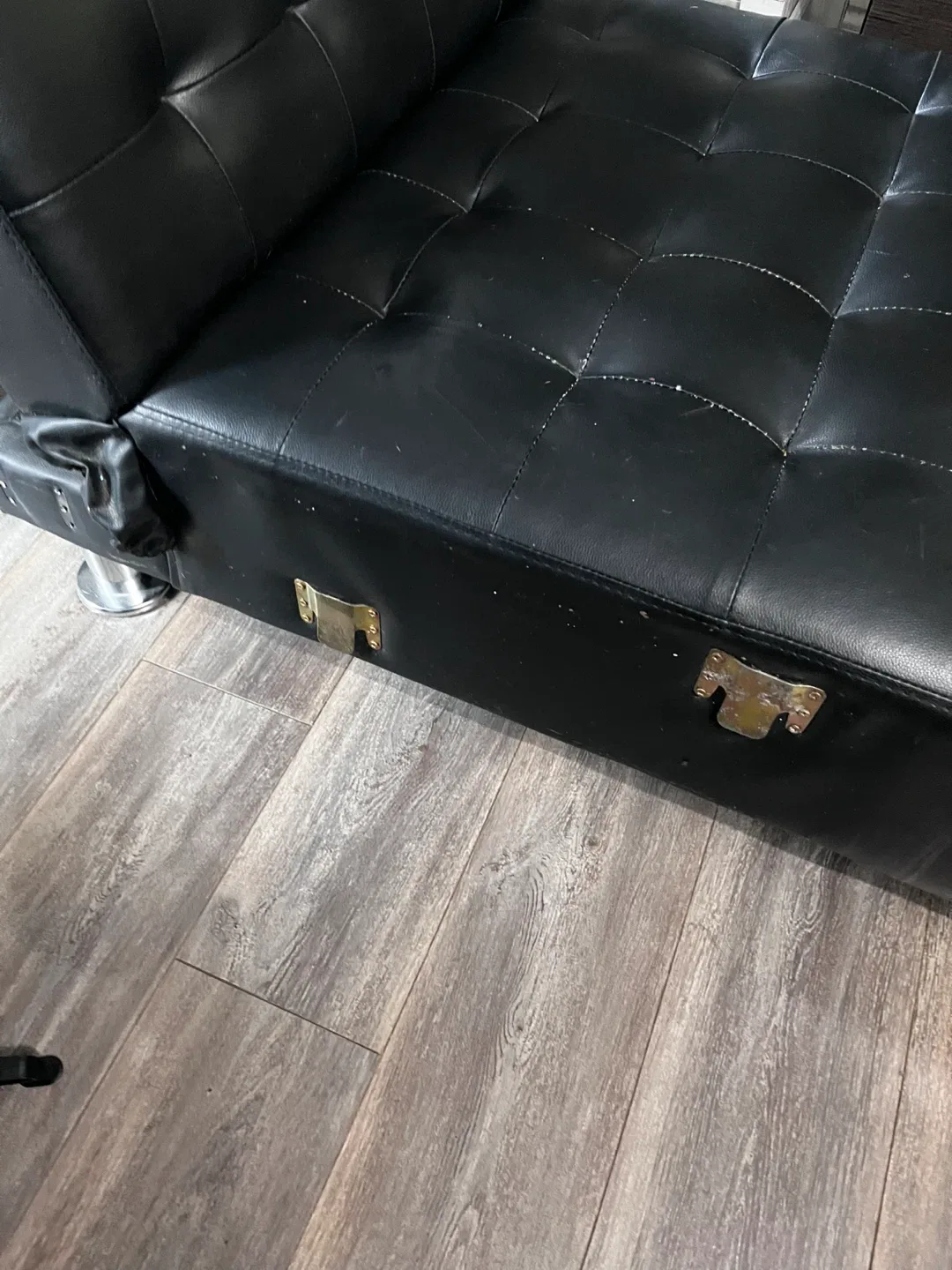 Free Black Faux Leather Chaise Lounge image indicator(4)