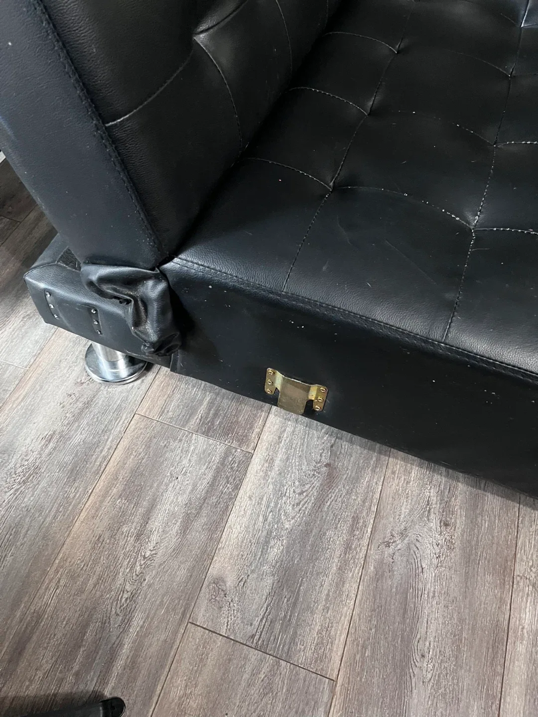 Free Black Faux Leather Chaise Lounge image indicator(5)