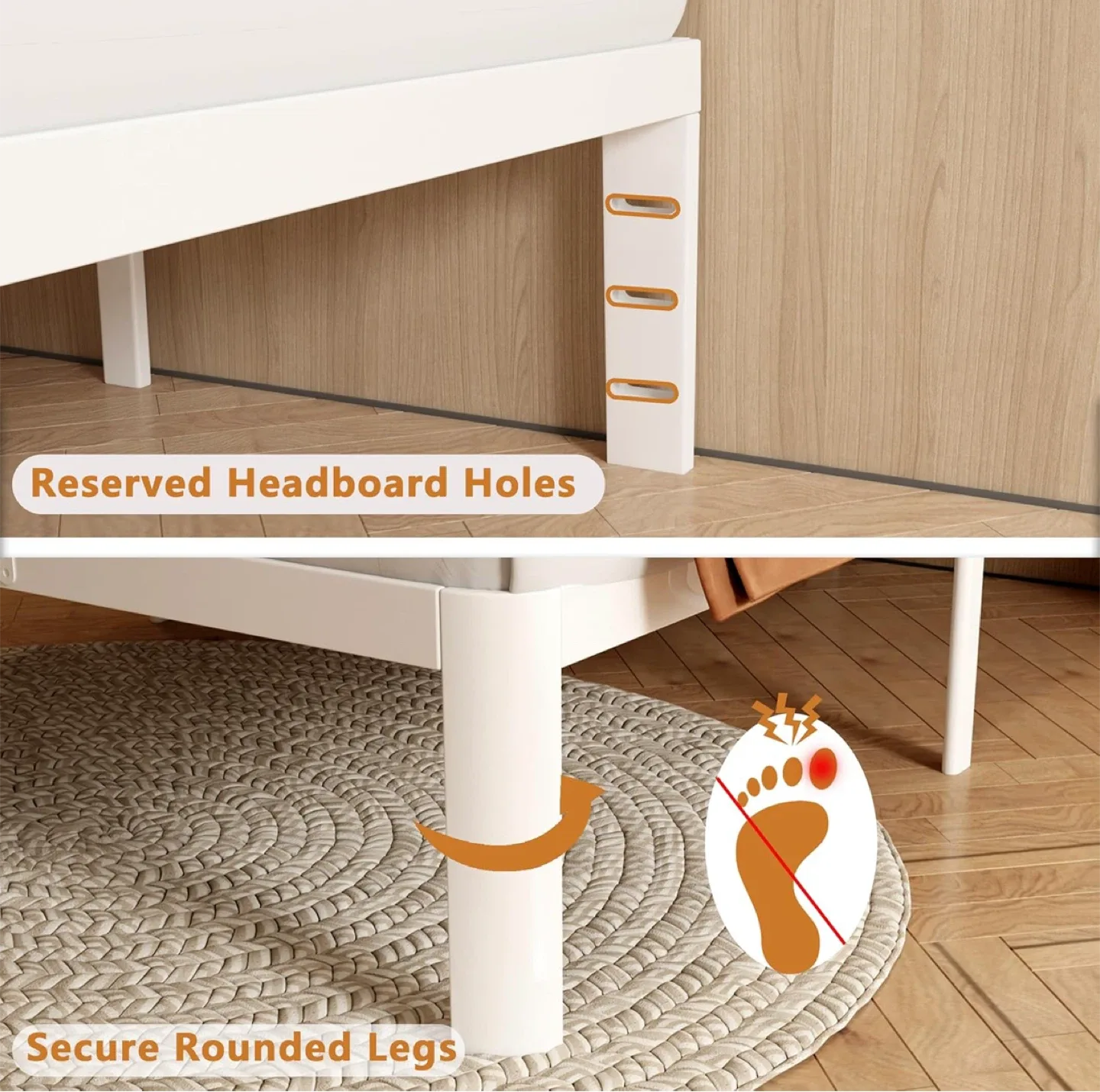 HQU Full Size Metal Bed Frame - White image indicator(5)