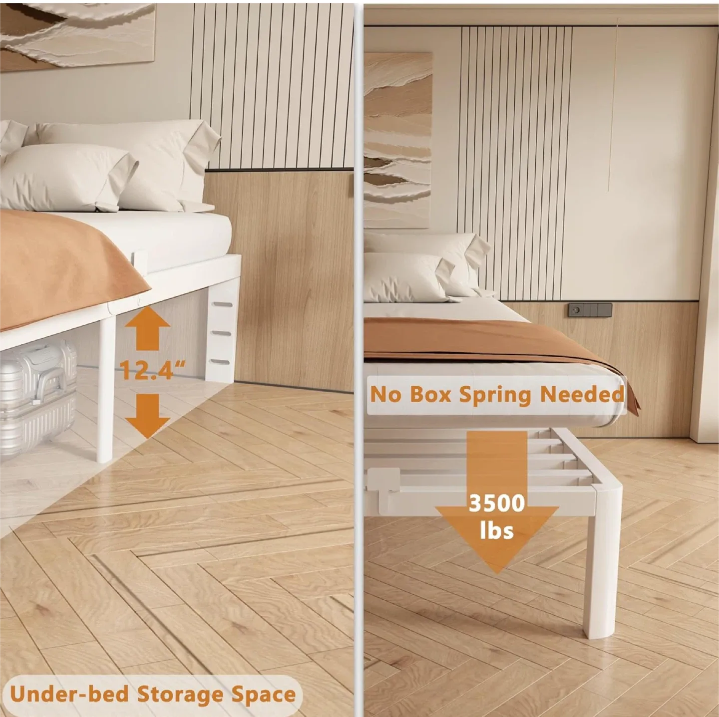 HQU Full Size Metal Bed Frame - White image indicator(4)