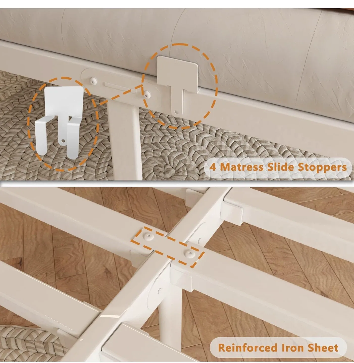 HQU Full Size Metal Bed Frame - White image indicator(7)