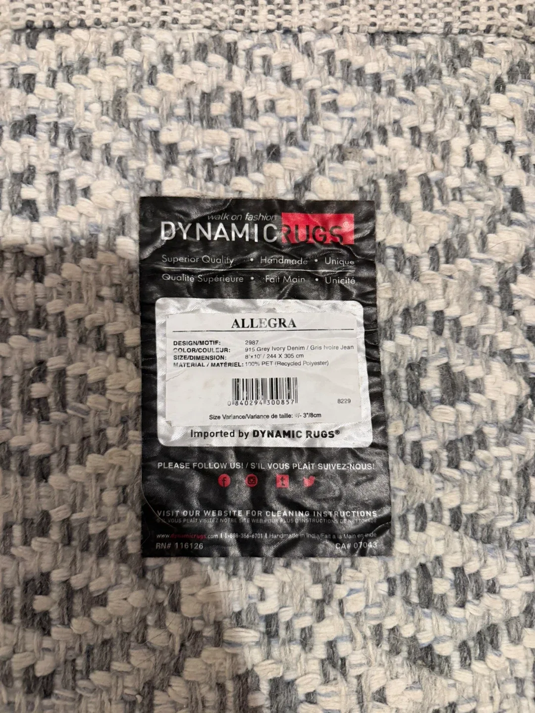 Dynamic Rugs Allegra Grey Ivory Denim Rug image indicator(2)