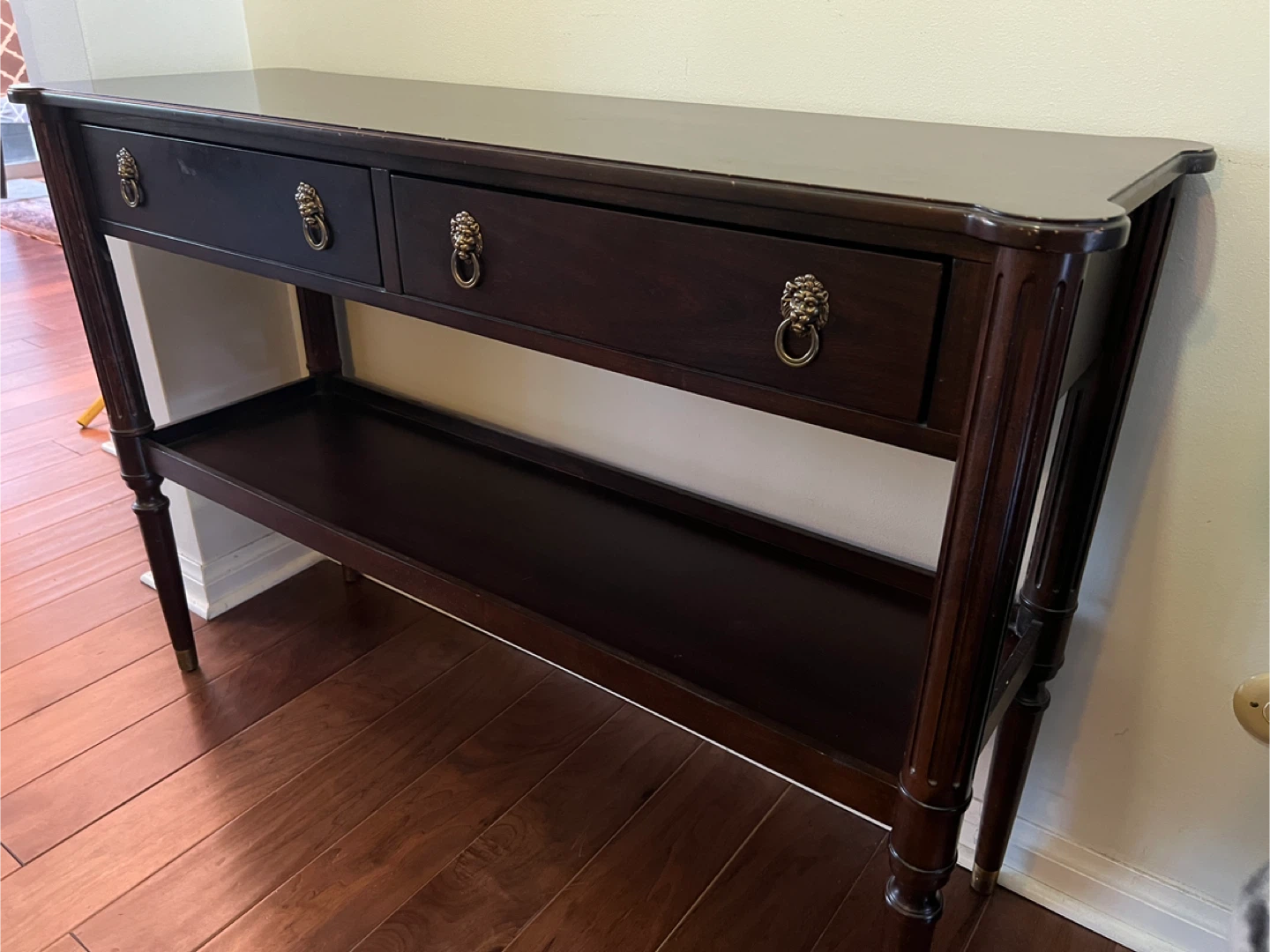 Dark Wood Console Table with Drawers - photo 2