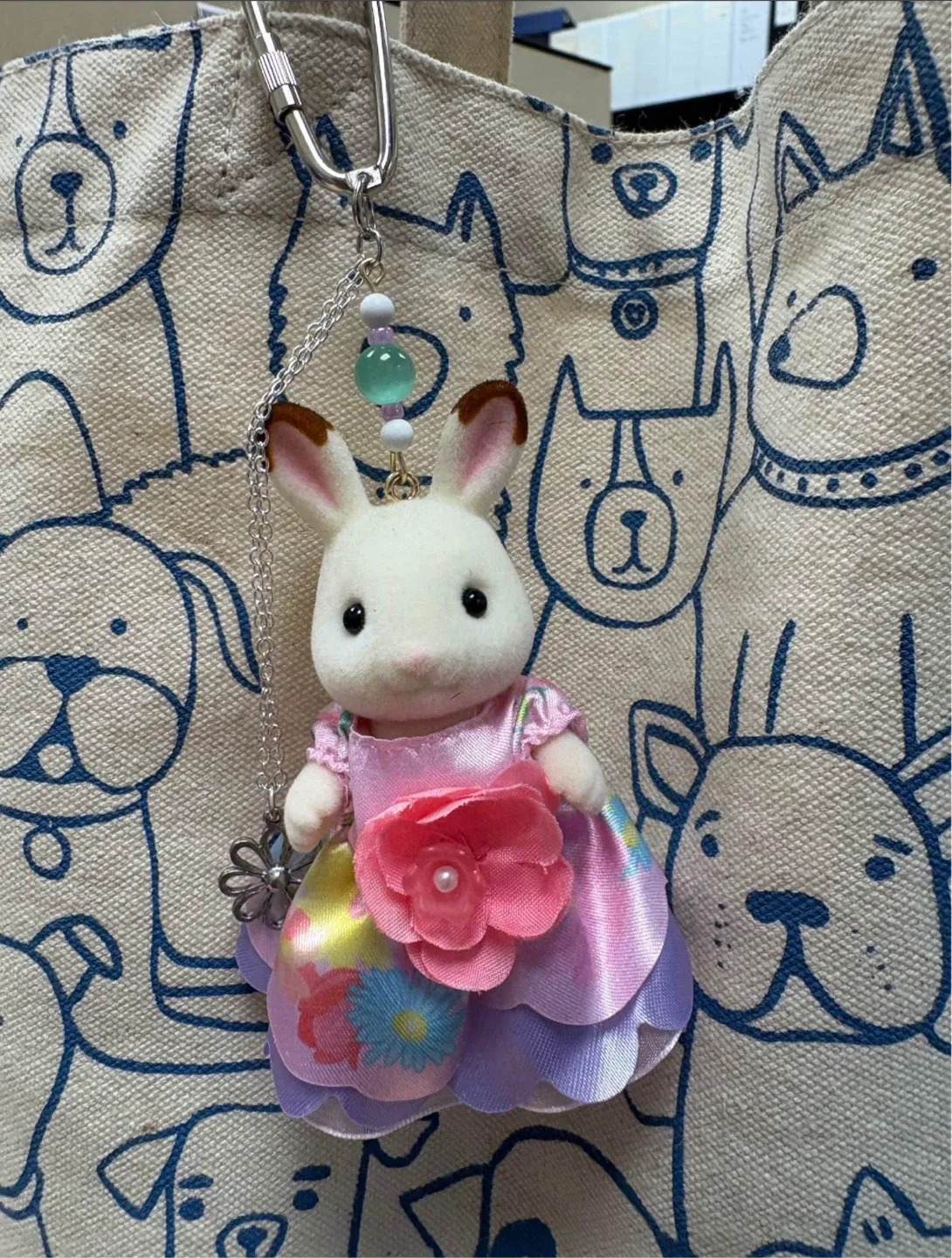 CALICO CRITTERS Custom Keychain Bag Charm Chocolate Rabbit image indicator(6)