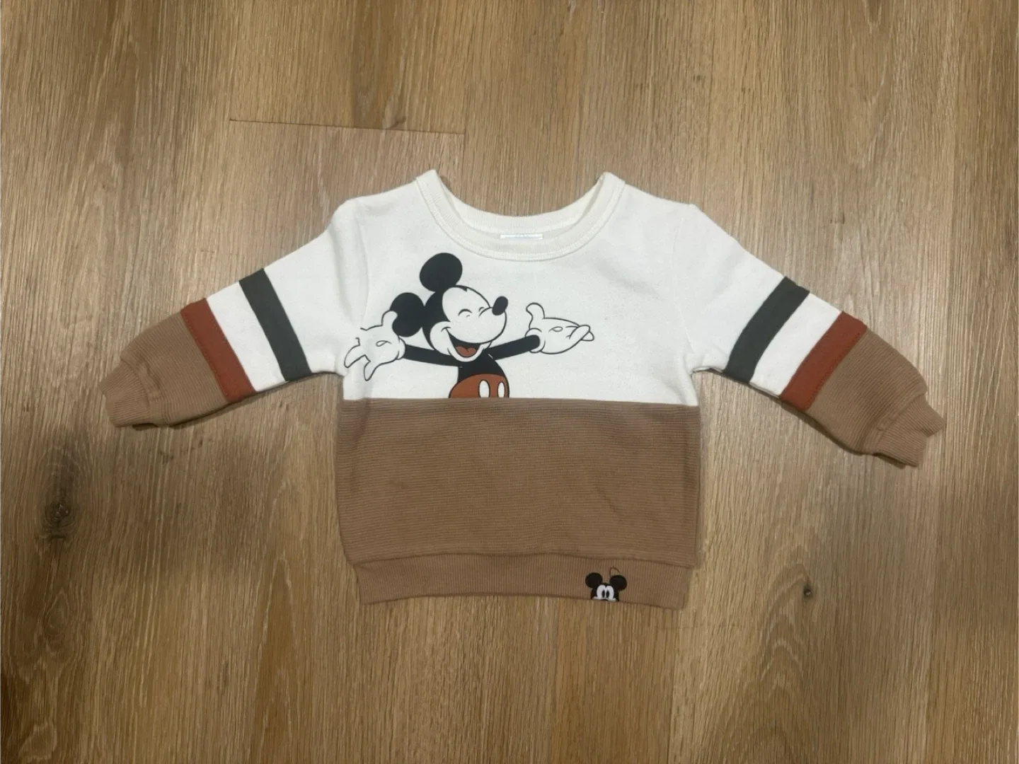 Disney Mickey Mouse Toddler White and Brown Crewneck Size 9M thumbnail