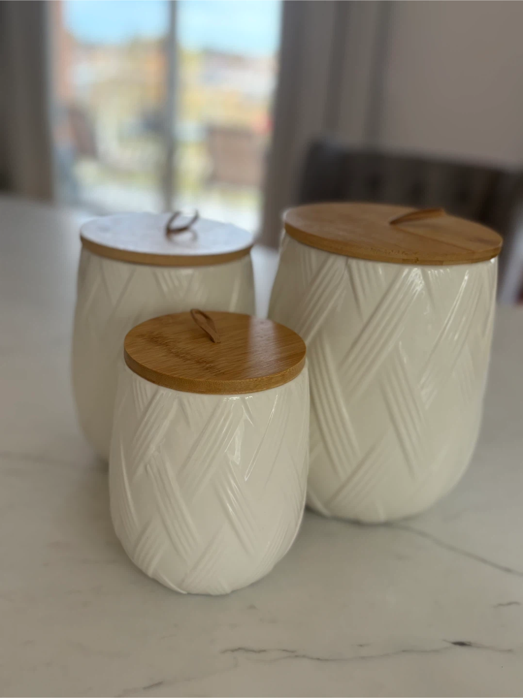 THL White Ceramic Jar Set with Bamboo Lids - photo 2