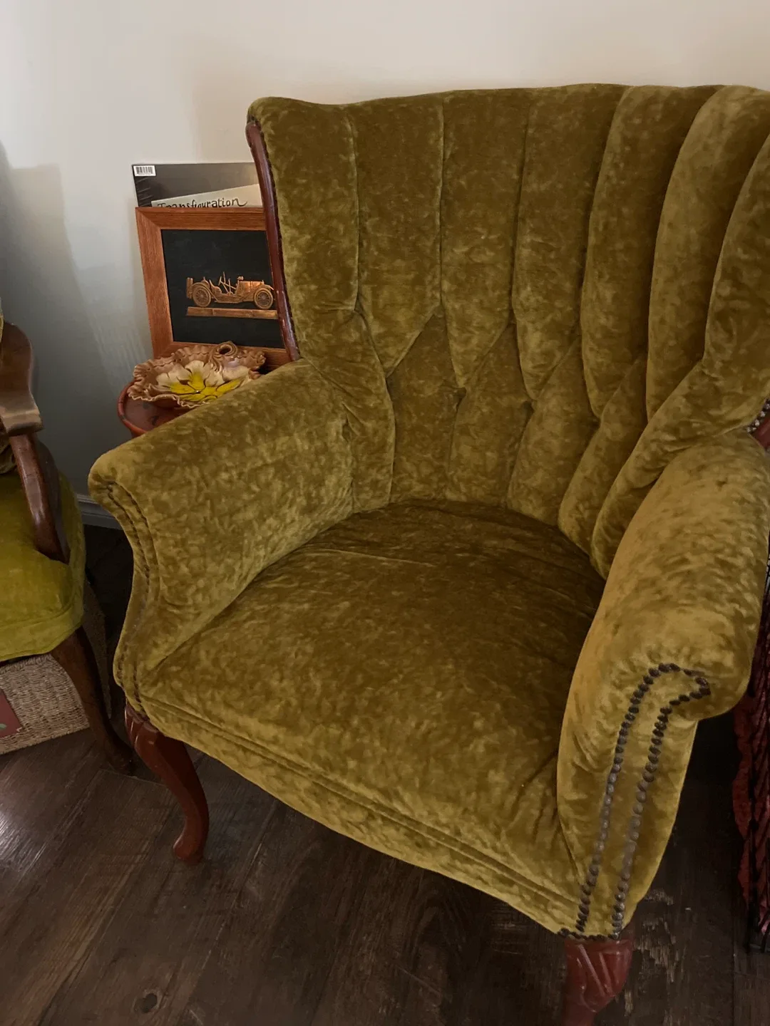 Victorian Green Wingback Armchair
