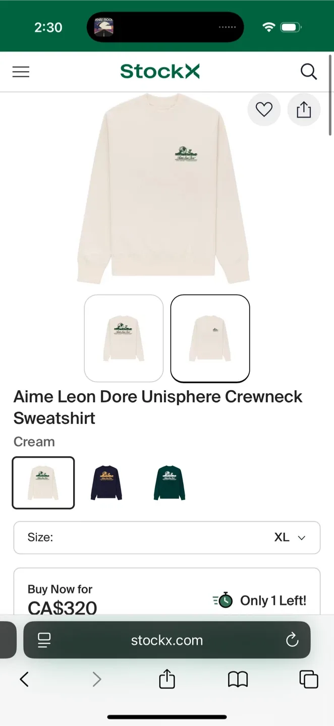 Aime Leon Dore Unisphere Crewneck Sweatshirt - Cream, L image indicator(3)