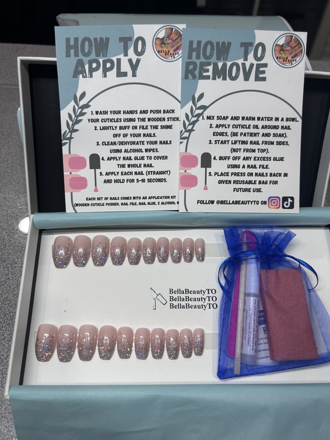 Press-On Nails Set - glitter ombre
