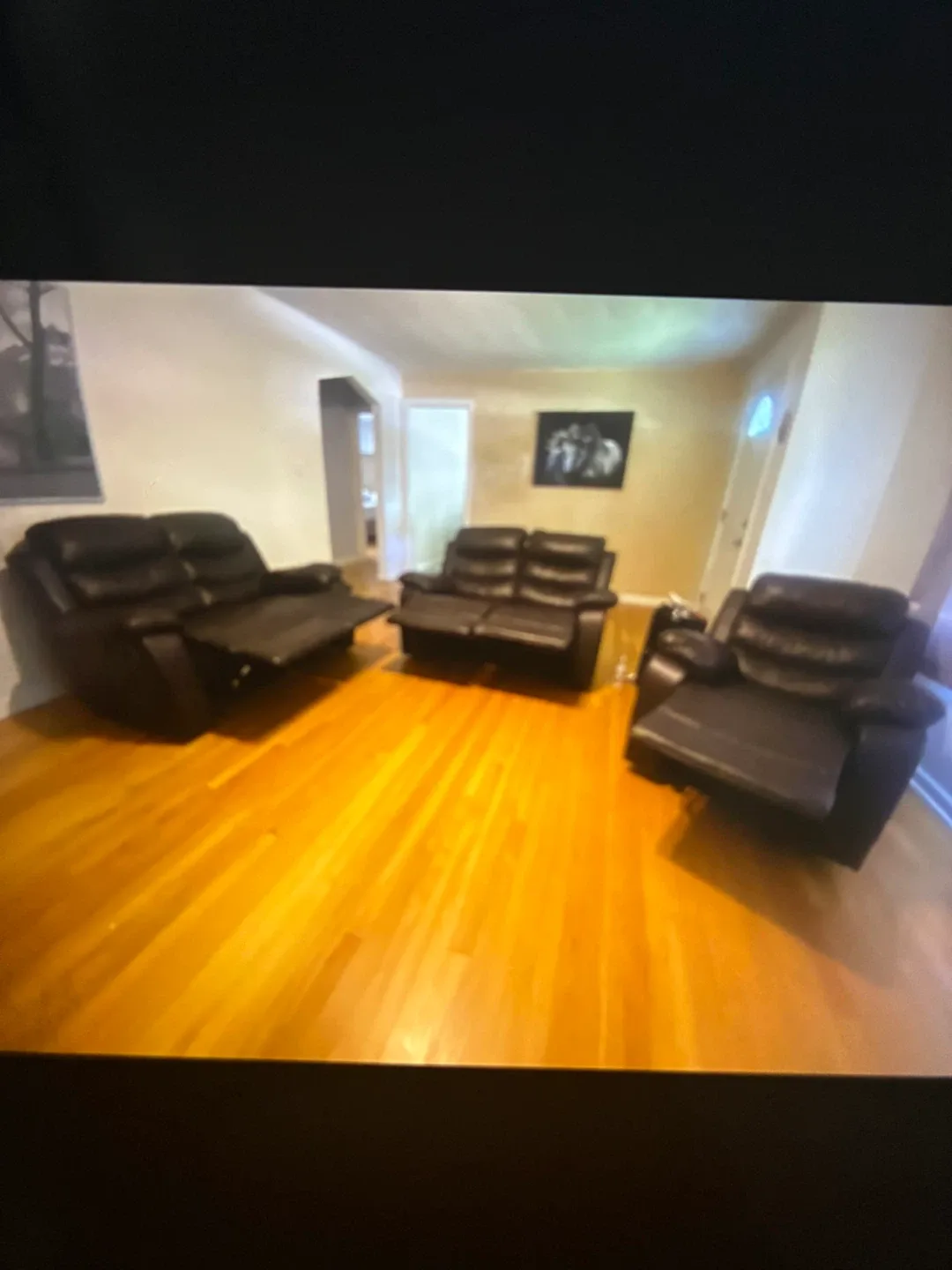 2 Loveseat Recliner - Brown Leather and 1 chair recliner image indicator(2)