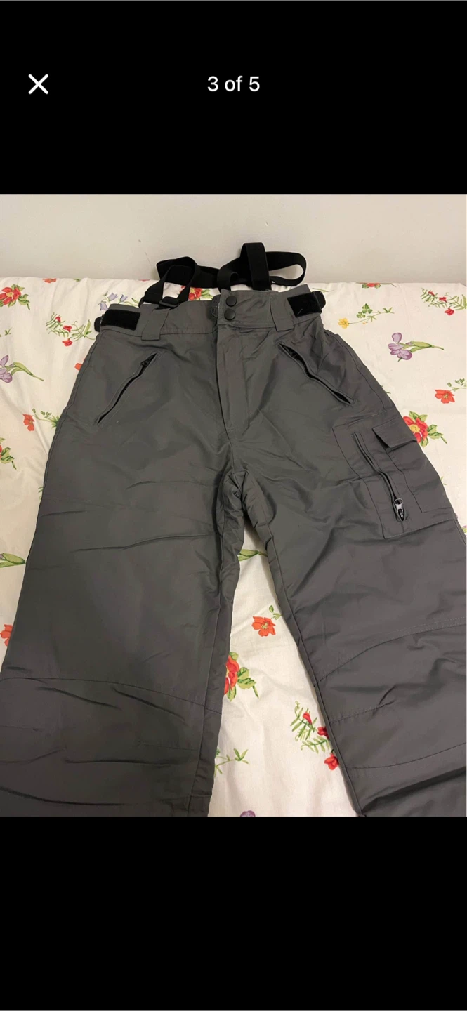 Grey Snow Skii Pants with Suspenders - photo 2