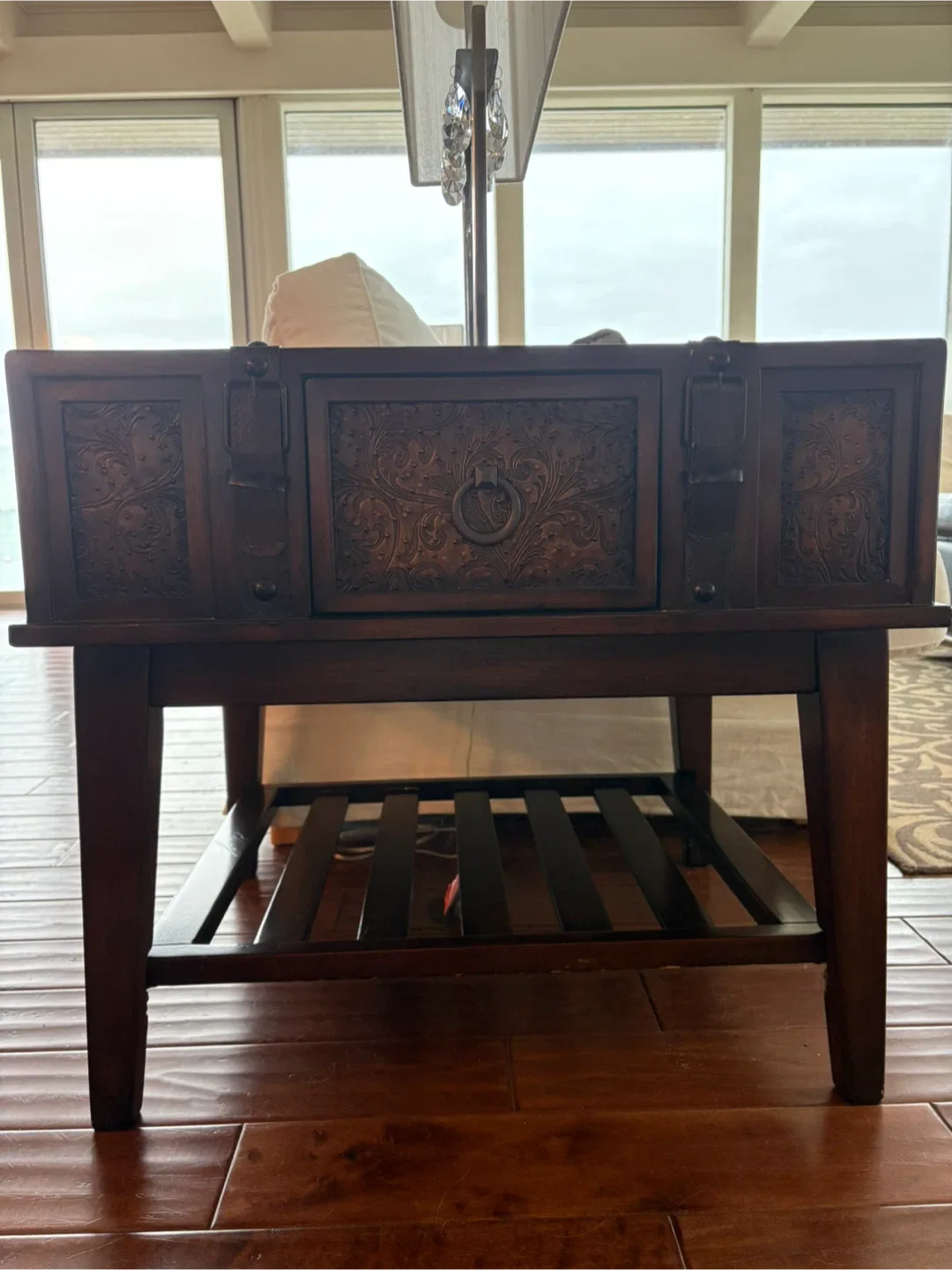Wooden End Table with Lamp image indicator(2)