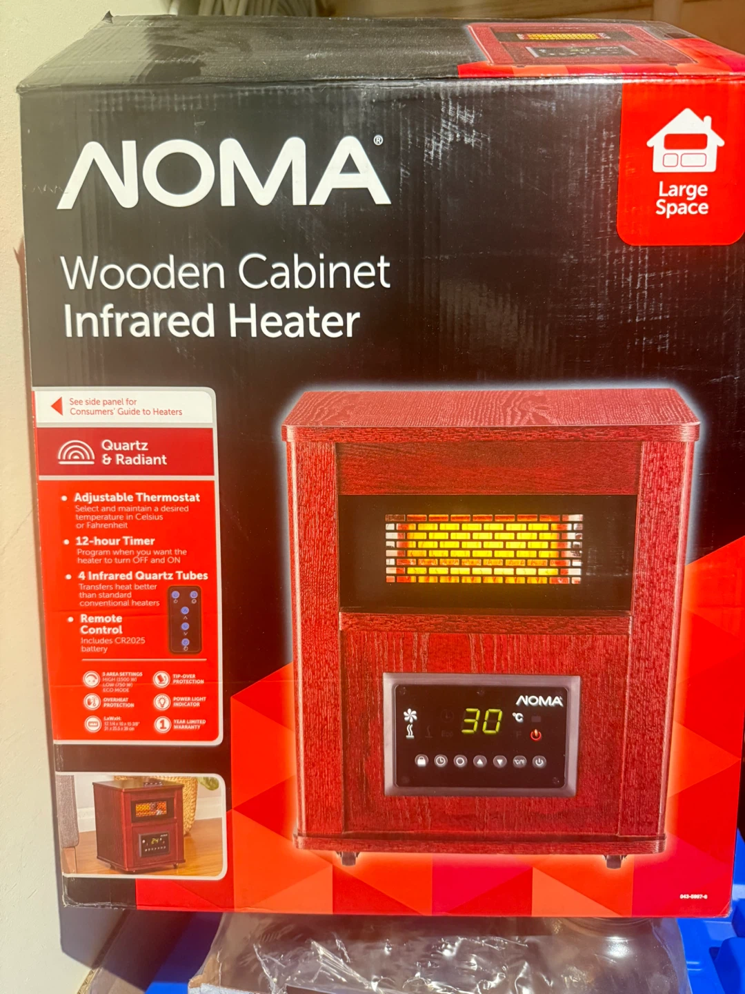 NOMA Wooden Cabinet Infrared Heater - photo 2