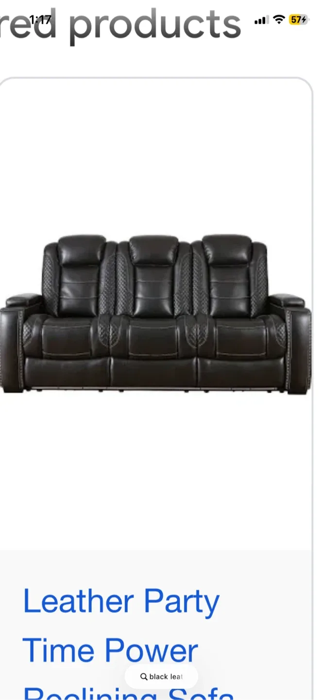 ISO black leather couch set