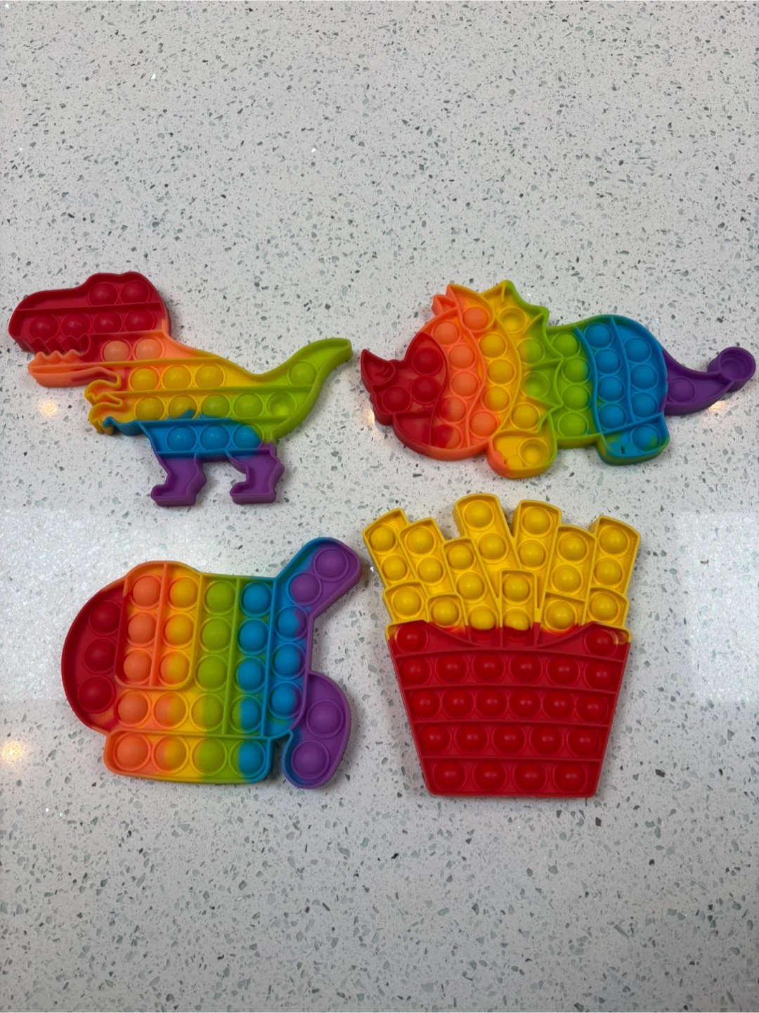 Rainbow Dinosaur & Fries Pop It Fidget Toys