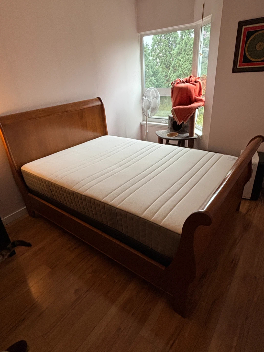 Solid Oak Wooden Sleigh Bed Frame - double / full size