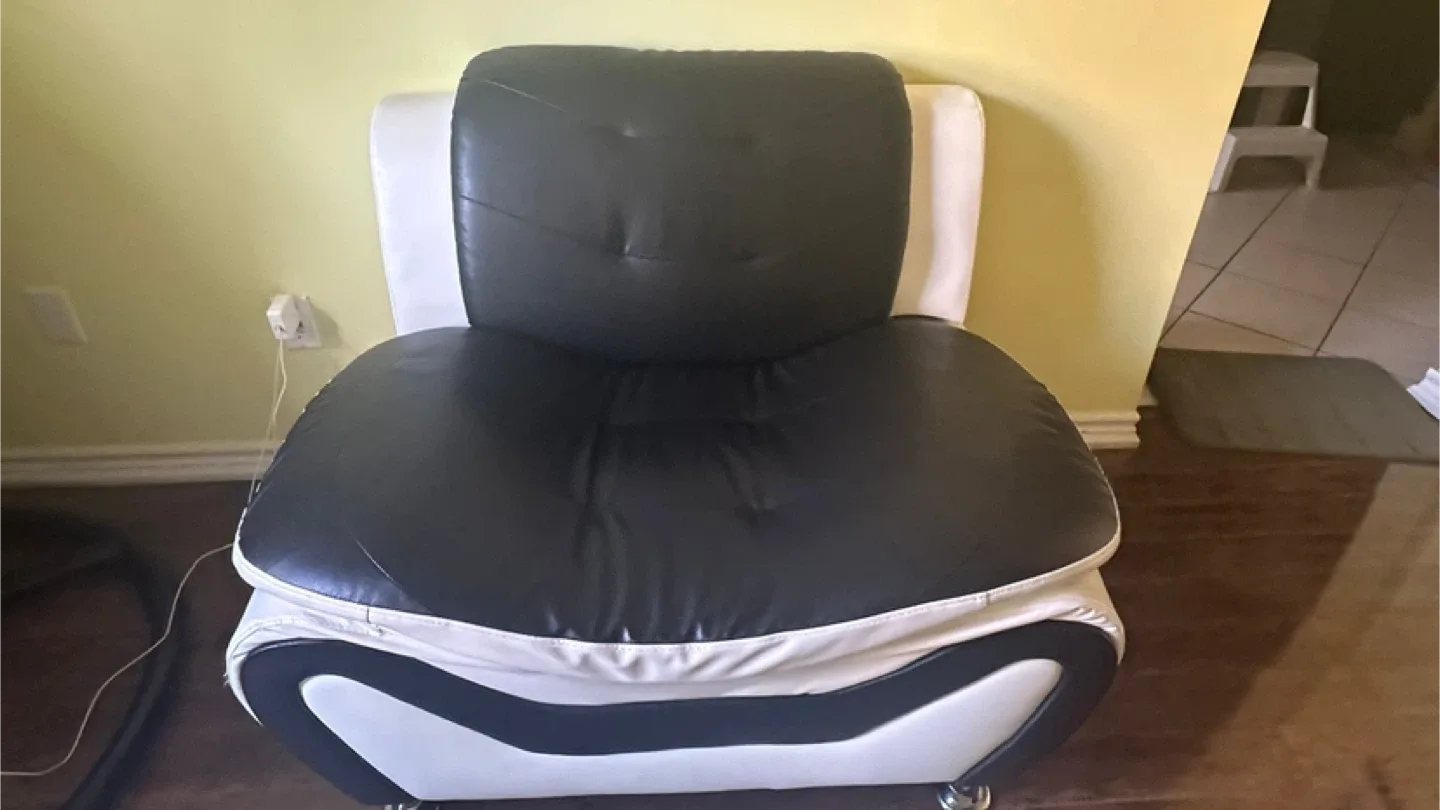 Black and White Leather Loveseat image indicator(3)