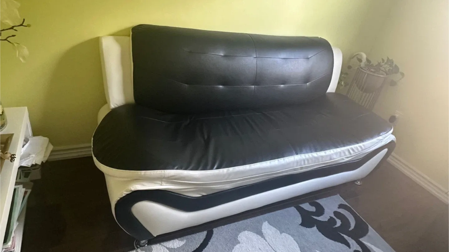 Black and White Leather Loveseat image indicator(2)