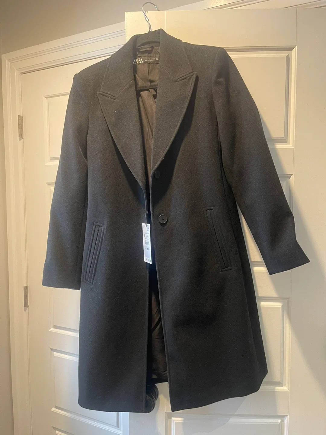 Zara Black Wool Blend Coat - Size S thumbnail
