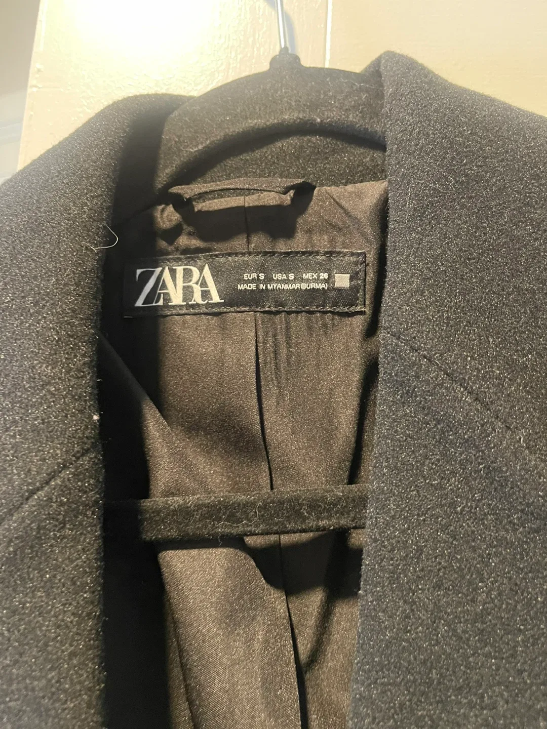 Zara Black Wool Blend Coat - Size S image indicator(3)