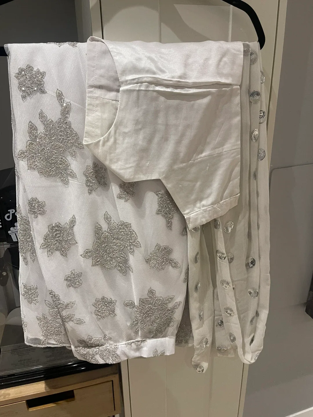 White & Silver Lehenga Choli Set indian wear image indicator(5)