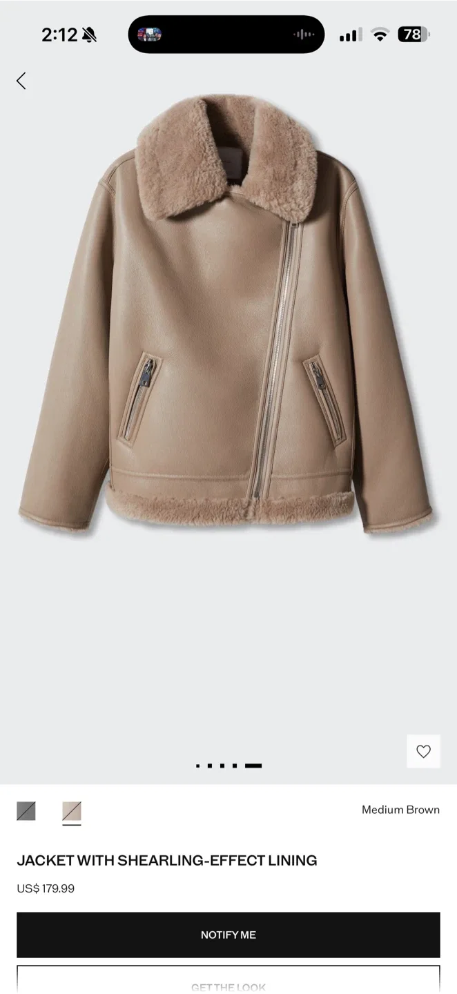 Mango Shearling-Effect Lined Jacket - Medium Brown image indicator(5)